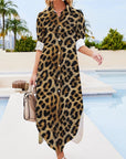 Baha Ranch Retro Pop Western Leopard Desert Shirt Dress Duster