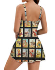 Western Collage Skirted Swimsuit