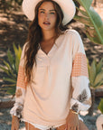 Alora Palm Leaves Polka Dot Loose Blouse