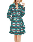 Teal Aztec Women's Western Bath Robe