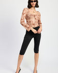 SWEETHEART SQUARE NEKC FLORAL TOP