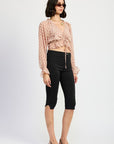 RUCHED BLOUSE WITH RUFFLE DETAIL