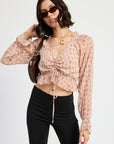 RUCHED BLOUSE WITH RUFFLE DETAIL
