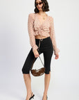 RUCHED BLOUSE WITH RUFFLE DETAIL
