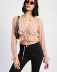 RUCHED BLOUSE WITH RUFFLE DETAIL