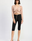 RUCHED BLOUSE WITH RUFFLE DETAIL