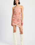 FLORAL ASYMMETRICAL STRAPLESS MINI SKIRT
