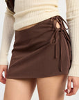 MINI LOW WAISTED SKIRT WITH RIBBON TIES