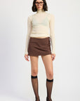 MINI LOW WAISTED SKIRT WITH RIBBON TIES