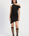 MINI DRESS WITH ASYMMETRICAL SHOULDER
