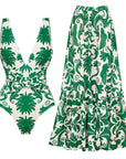 Jamaican Resort Swimsuit and Skirt Set