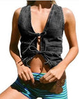 Denim Front tie vest