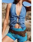 Denim Front tie vest
