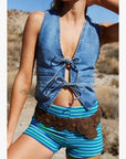 Denim Front tie vest