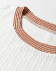 Plus Size Colorblock Cable Textured Top