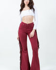 Texas Sun Fringe Bell Bottom jean in Wine