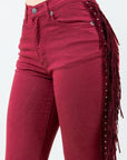 Texas Sun Fringe Bell Bottom jean in Wine