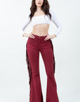 Texas Sun Fringe Bell Bottom jean in Wine