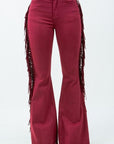 Texas Sun Fringe Bell Bottom jean in Wine
