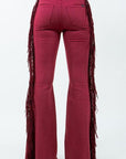 Texas Sun Fringe Bell Bottom jean in Wine