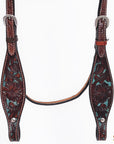 Western Horse Headstall & Breast Collar Tack American Leather Dark Brown Hilason
