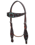 Western Horse Headstall & Breast Collar Tack American Leather Dark Brown Hilason
