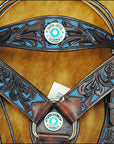 Hilason Western American Leather Horse Headstall Breast Collar Concho