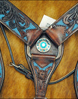 Hilason Western American Leather Horse Headstall Breast Collar Concho