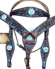 Hilason Western American Leather Horse Headstall Breast Collar Concho