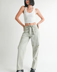 DISTRESSED WIDE LEG PANTS