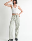 DISTRESSED WIDE LEG PANTS
