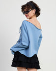ONE SHOULDER FRENCH TERRY TOP WITH CUTOUT DETAIL