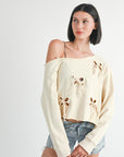 ONE SHOULDER FRENCH TERRY TOP WITH CUTOUT DETAIL