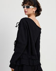 ONE SHOULDER FRENCH TERRY TOP WITH CUTOUT DETAIL