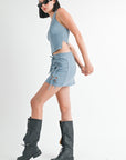FRENCH TERRY CUTOUT MINI SKIRT