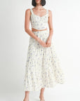 IPA2228S FLORAL TIERED MAXI SKIRT