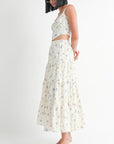 IPA2228S FLORAL TIERED MAXI SKIRT