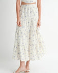 IPA2228S FLORAL TIERED MAXI SKIRT