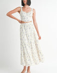 IPA2228S FLORAL TIERED MAXI SKIRT