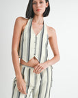 HALTER NECKLINE VEST WITH BACK TIE