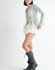 FLYAWAY BLOUSE WITH RUFFLE DETAIL