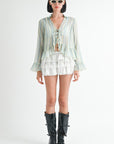 FLYAWAY BLOUSE WITH RUFFLE DETAIL