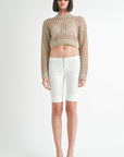 ROUND NECK KNITTED CROP SWEATER TOP