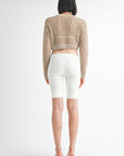 ROUND NECK KNITTED CROP SWEATER TOP