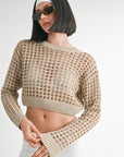 ROUND NECK KNITTED CROP SWEATER TOP