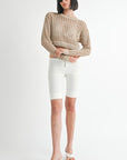 ROUND NECK KNITTED CROP SWEATER TOP
