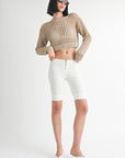 ROUND NECK KNITTED CROP SWEATER TOP