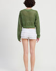 ROUND NECK KNITTED CROP SWEATER TOP