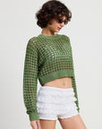 ROUND NECK KNITTED CROP SWEATER TOP