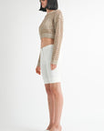 ROUND NECK KNITTED CROP SWEATER TOP